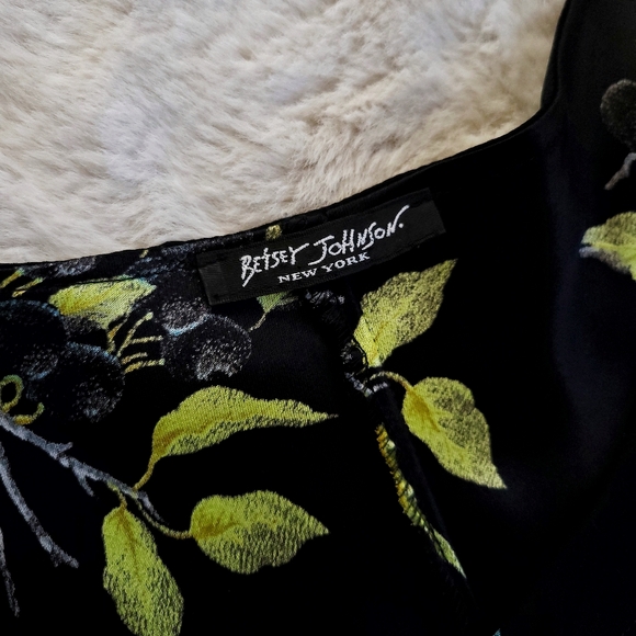 Vintage Betsey Johnson 90s Blueberry Fruit Print Ruffle Slip Midi Dress - Picture 5 of 16